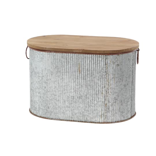 Set of 3 Brown Metal Farmhouse Storage Bench, 23", 48"